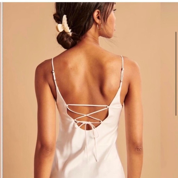 Abercrombie Lace-up Back Slip Midi Dress | Sz Large - Picture 7 of 11